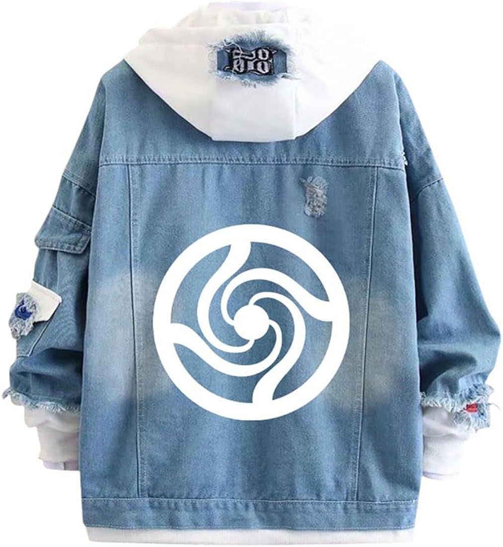 Buy FS LIFE One Piece Anime Denim Jacket Graphic Hoodie (White, M